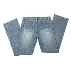 Sigrid Olsen Womens Embroidered‎ Blue Jeans Size 8 Boho Hippie Festival